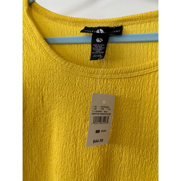 Ashley Stewart Yellow Puff Sleeve Short Sleeve Top NWT Size 22/24 - Picture 4 of 4